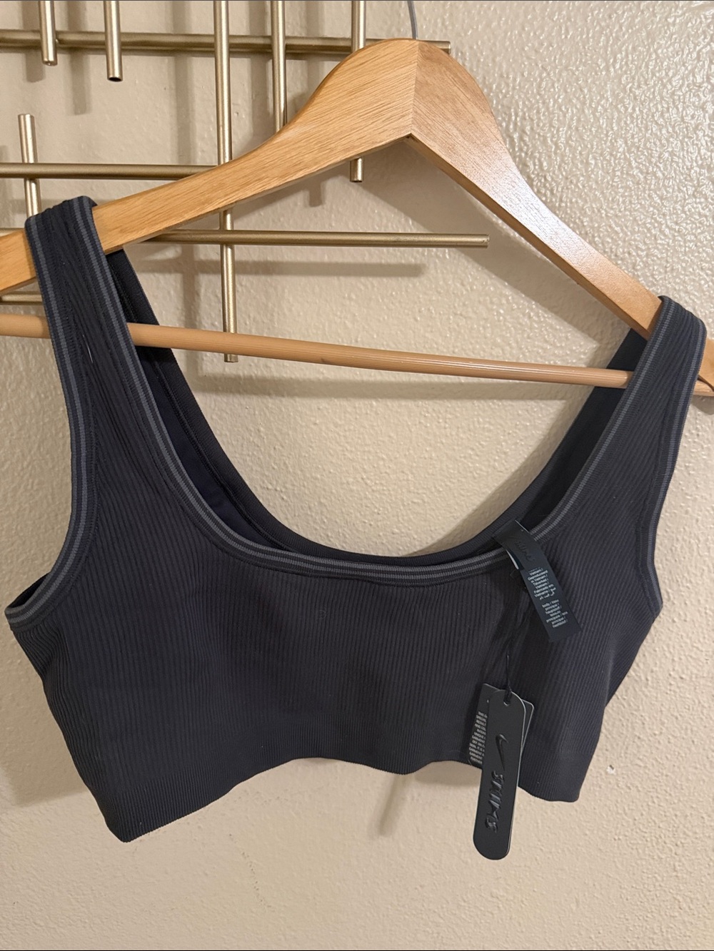 SKIMS Ribbed Scoop Bralette - Charcoal Black